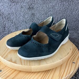 Solidus Karo Mary Jane Shoes Womens 7.5 Blue Suede Leather Made in Germany